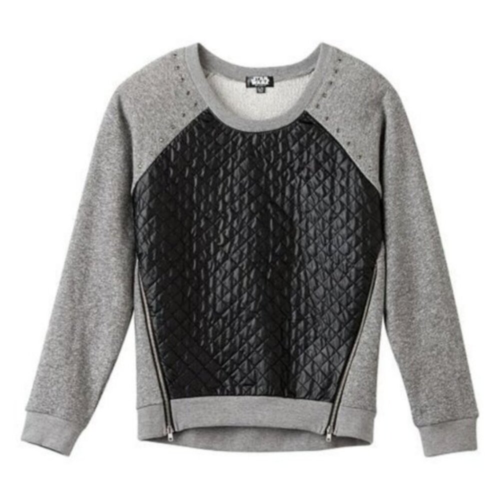 Disney X Star Wars | Gray and Black Faux Leather Quilted Sweater | Size Large 14